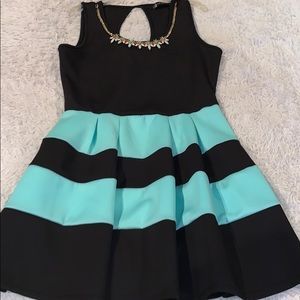 Black and mint green striped dress